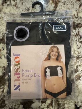 Breast-Pump Hands-Free Zip Front Bra - Black (XXXL)